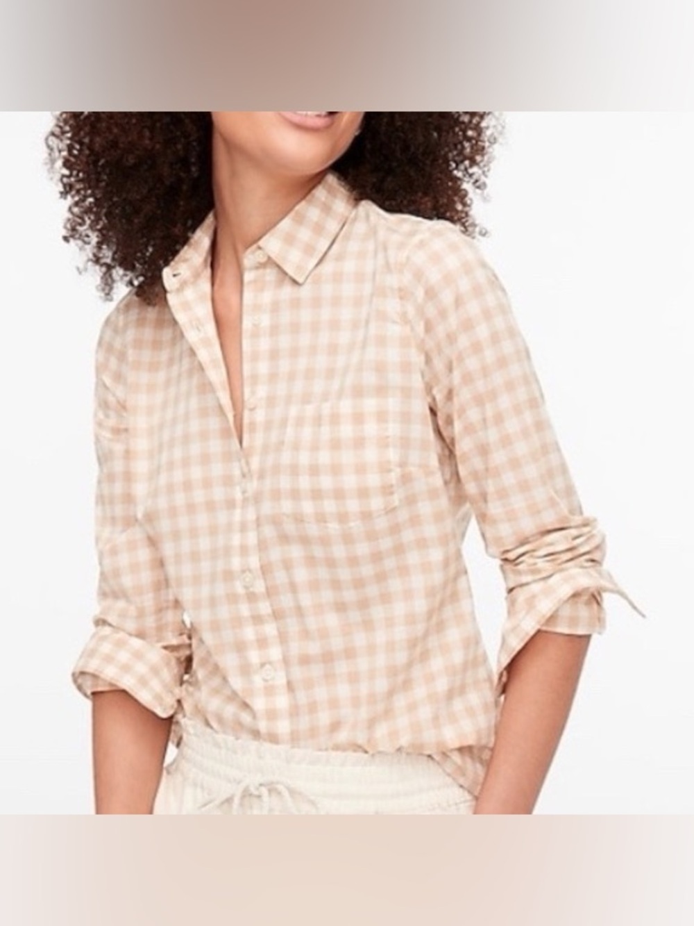 J. Crew 100% Cotton Gingham Button Down Top